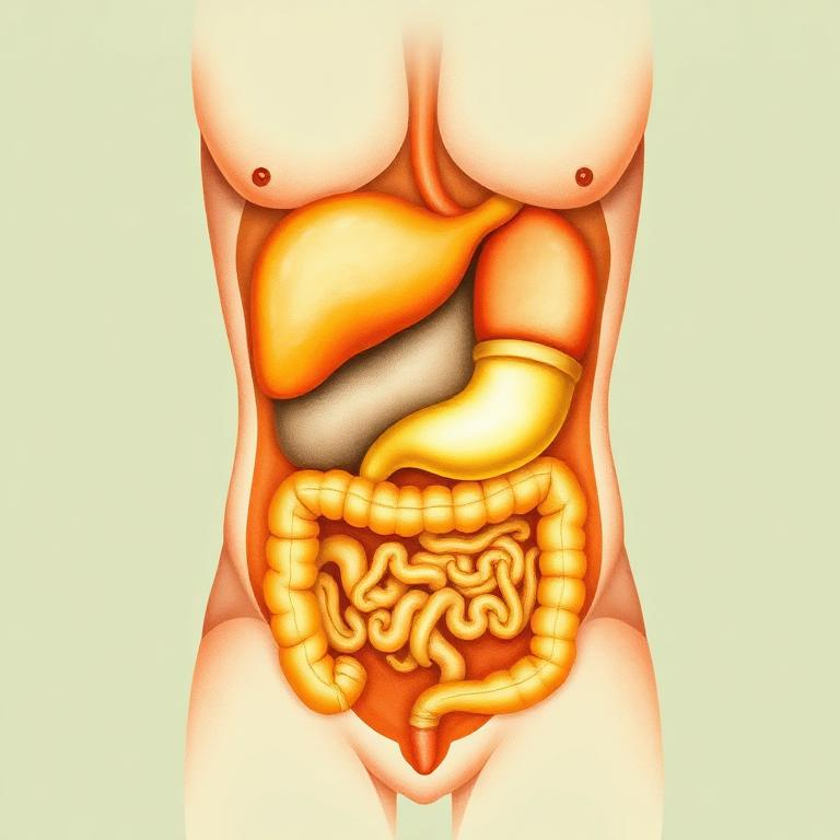 Abdominal cross-section showing visceral fat surrounding internal organs